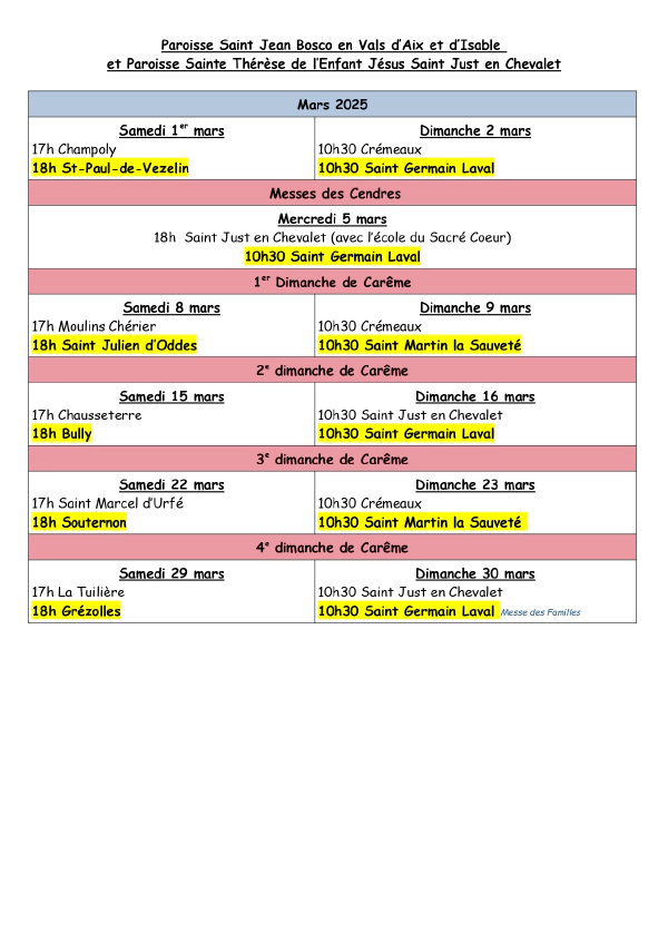 Planning Paroissial 032025