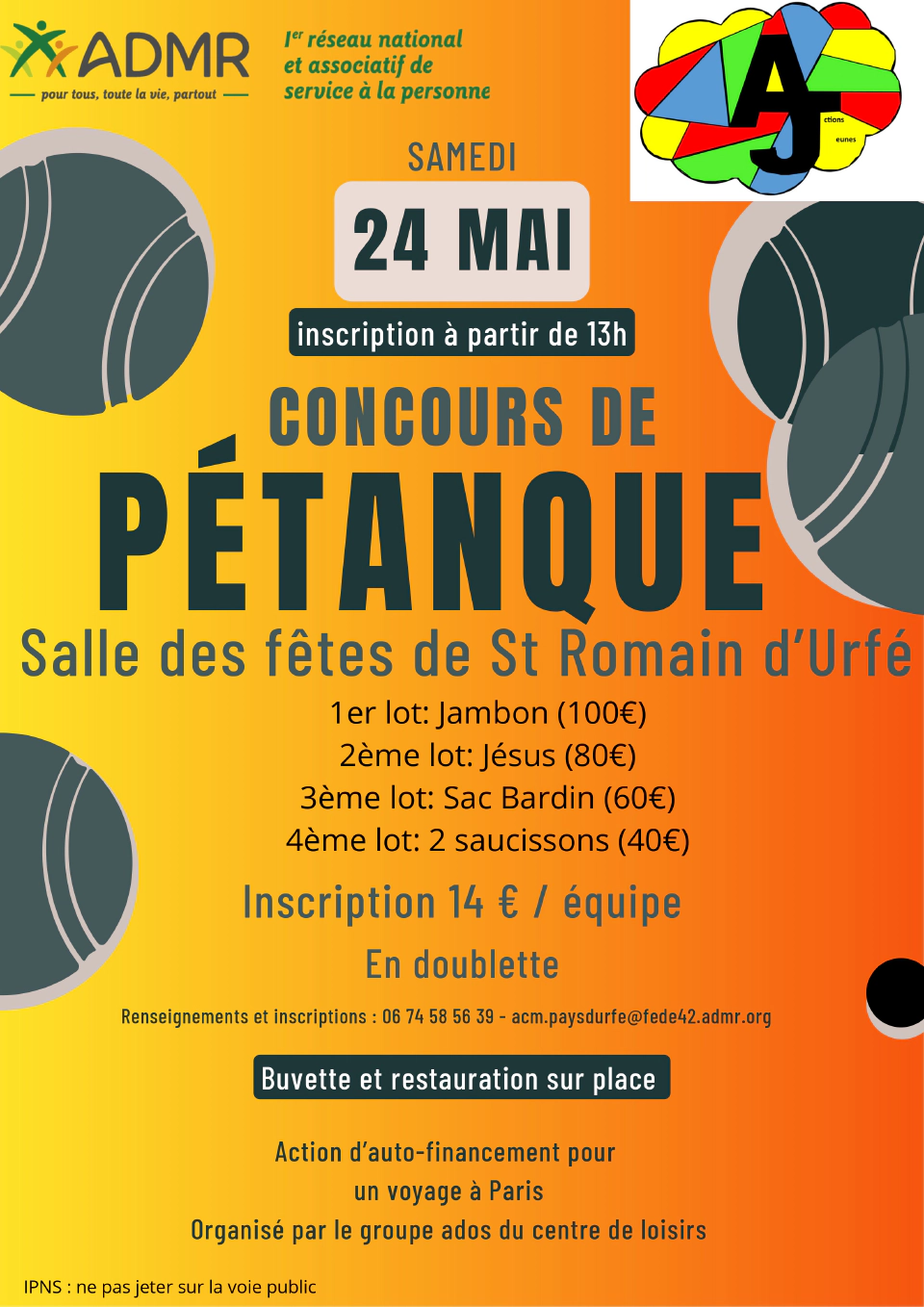 Centre Loisirs ADMR Concours pétanque 24052025