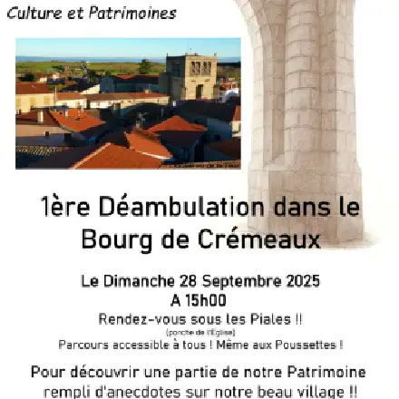 🗓️ 1ère déambulation dans le bourg : rdv le 28 septembre à 15h00 sous les Piales